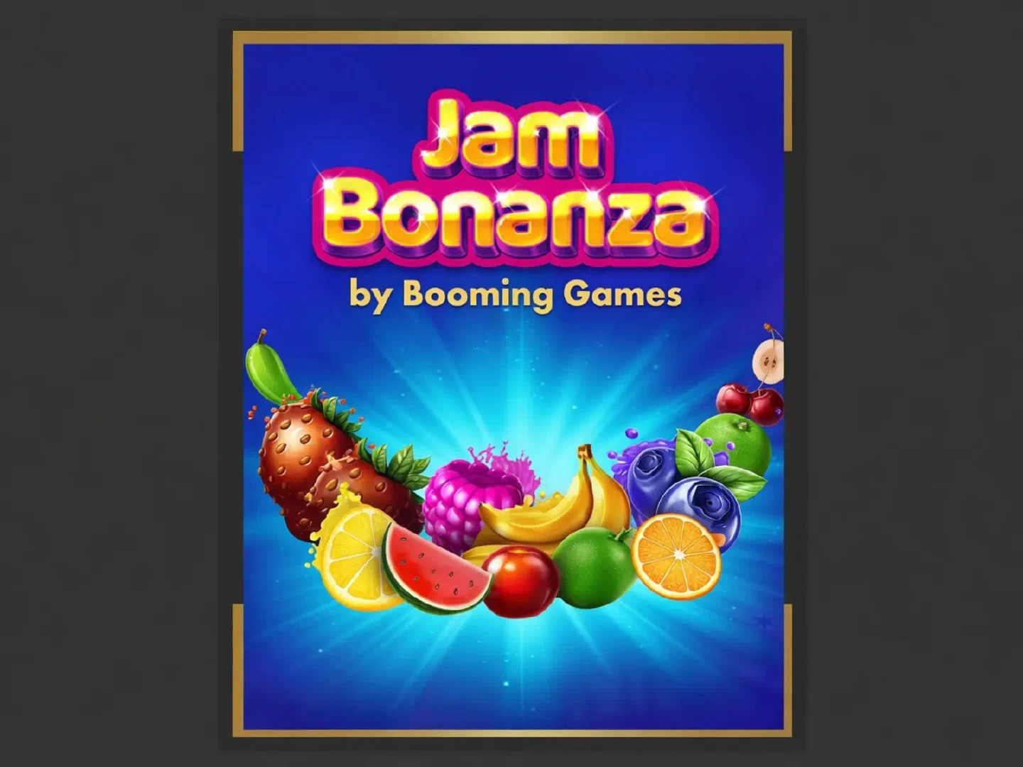 Jam Bonanza fruit artwork against a deep blue background